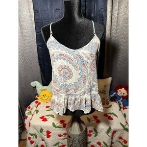 Abercrombie Fitch Red Paisley Peplum Boho Sleeveless